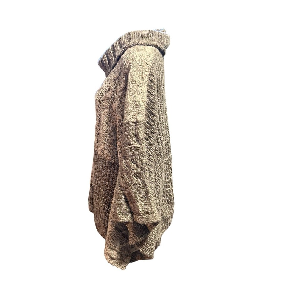 Knox Rose size XXL two tone brown patchwork cable knit cowl neck kimono sweater - Picture 5 of 8